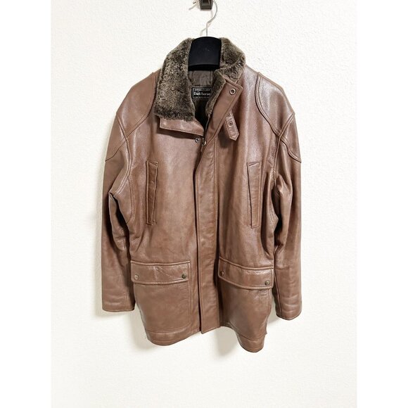 Leather Shop Dark Horse Leather Bomber Jacket Faux Fur Collar